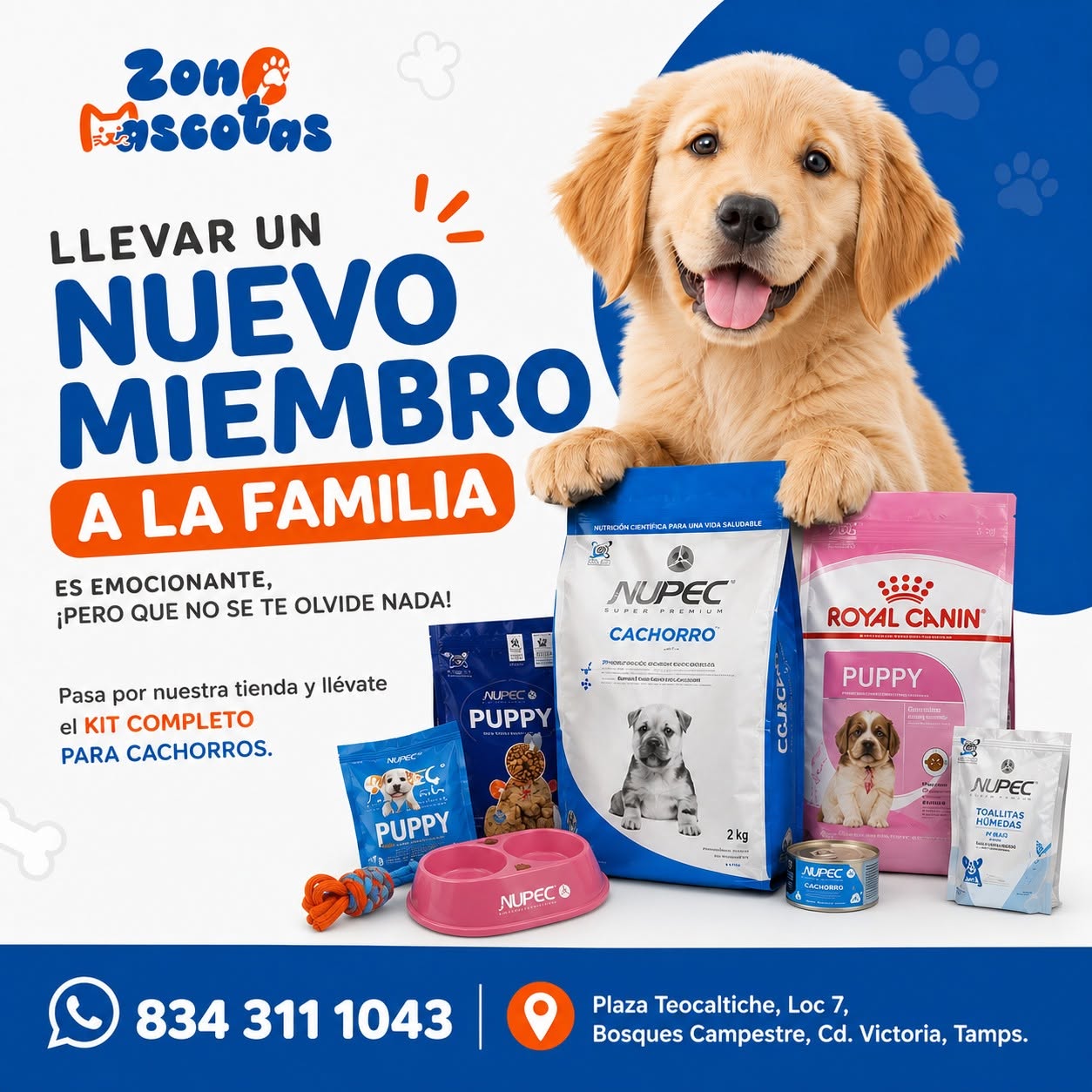 Kit completo para cachorros con alimento Nupec y Nucan en Zona Mascotas Ciudad Victoria